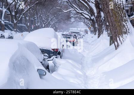 Montreal, Canada 17 February 2025 Cars covered with snow after major