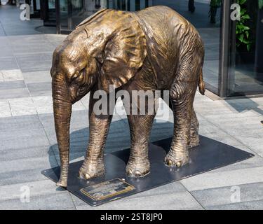 London, UK - July 29th 2023: One of the 21 Our Herd of Hope elephant sculptures at Spitalfields Market in London, UK. Stock Photo