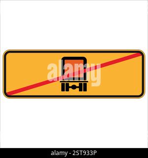 Yellow rectangular road sign showing prohibition of trucks and other heavy vehicles Stock Vector