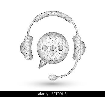 Customer service. Support call, live advice, phone bot, chat headphone Stock Vector