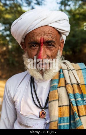 Vagadia Rabari Rabari men with their traditional turban in Poshina, Gujarat, India ...