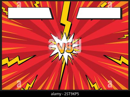 Dynamic comic illustration with lightning and VS symbol Stock Vector