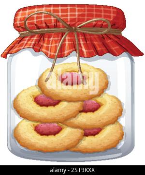 A jar filled with tasty jam-filled cookies Stock Vector