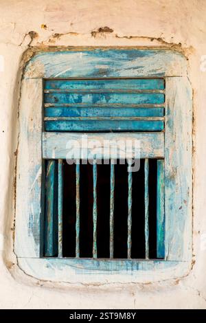 Asia, India, State of Gujarat, Bhuj,Kutch, Ludiya village. Meghwal Marwara tribe. Window with bars. Stock Photo