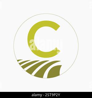 Farming and Agriculture Logo On Letter C Concept For Bakery, Bread, Cake, Cafe, Pastry Symbol Stock Vector