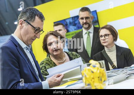 Education Minister Cem Oezdemir visits Europe's largest education fair in Stuttgart, here at the stand of the Ministry of Education BW. Next to him Th Stock Photo