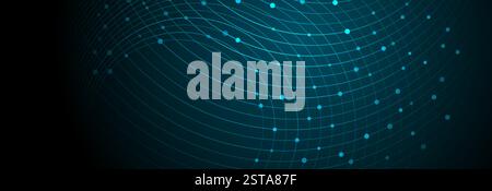Blue technology glowing circular lines abstract background. Vector futuristic banner design Stock Vector
