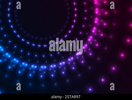 Blue purple neon laser dotted linear arrows technology background ...