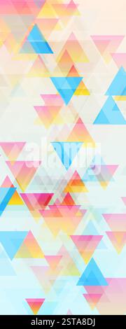 Colorful pastel triangles geometric tech abstract background. Vector flyer banner design Stock Vector