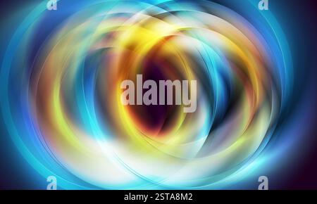 Blue and orange bright glowing glossy circles abstract background. Vector futuristic tech design Stock Vector