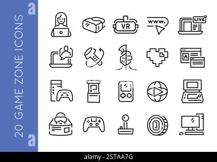 Game Zone Icons Set Stock Vector