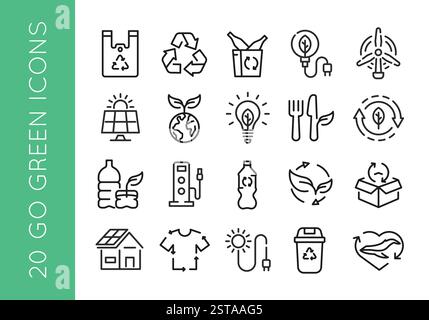 Green Energy Icon Set Stock Vector