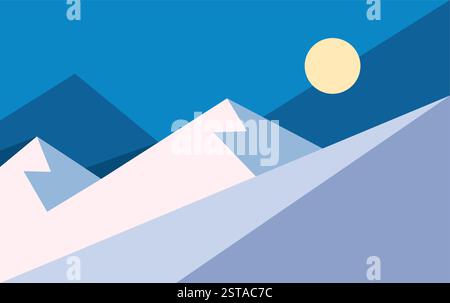 abstract mountains with sun background. landscape moon design Stock Vector
