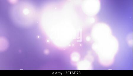 Image of glowing light spots moving over blue background Stock Photo