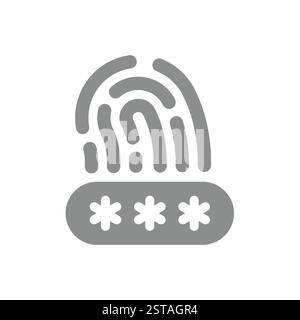Fingerprint password entry vector icon. Login, biometric identification symbol. Stock Vector