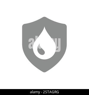 Waterproof vector label. Water protection with drop and shield icon. Stock Vector