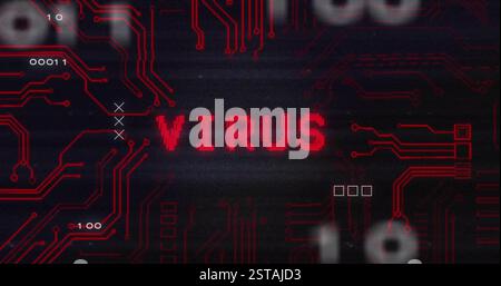 Image of data processing over virus text Stock Photo