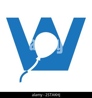 Initial Letter W Balloon Symbol For Kids Logo Design Stock Vector
