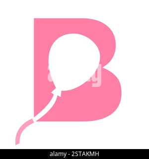 Initial Letter B Balloon Symbol For Kids Logo Design Stock Vector