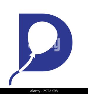Initial Letter D Balloon Symbol For Kids Logo Design Stock Vector