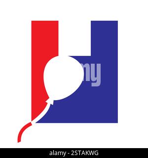 Initial Letter H Balloon Symbol For Kids Logo Design Stock Vector