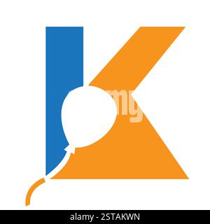 Initial Letter K Balloon Symbol For Kids Logo Design Stock Vector