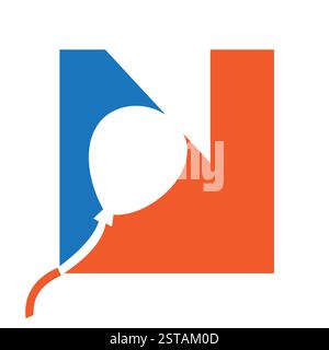 Initial Letter N Balloon Symbol For Kids Logo Design Stock Vector
