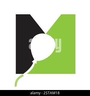 Initial Letter M Balloon Symbol For Kids Logo Design Stock Vector