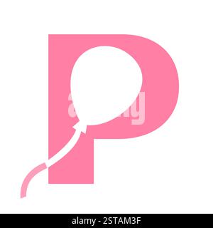 Initial Letter P Balloon Symbol For Kids Logo Design Stock Vector