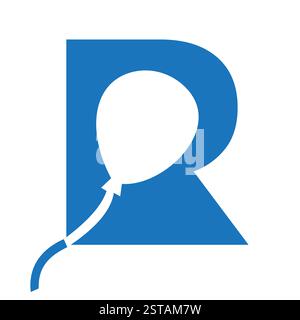 Initial Letter R Balloon Symbol For Kids Logo Design Stock Vector