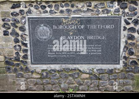 Plaque on Blaydon Bridge, Thetford Stock Photo