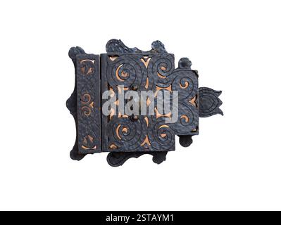 vintage metal door lock isolated on a white background Stock Photo