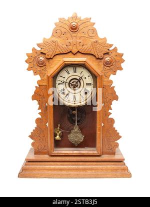Vintage Antique Clock Isolated on a White Background. Stock Photo