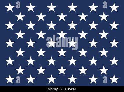 Seamless pattern with white stars on dark blue background. American flag inspired design. USA patriotic and Independence Day concept Stock Vector
