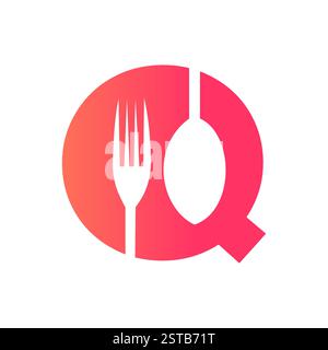 Initial Letter Q Restaurant Logo Design Concept With Fork and Spoon Symbol Stock Vector