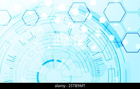 Abstraction on the theme of tech circles. Scientific and technological background. Blue gradient on the background. Stock Vector
