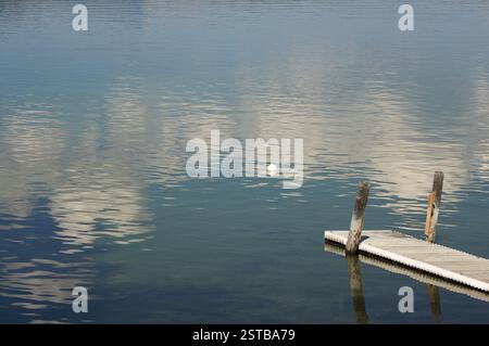 Tranquil Morning Lake Scene with Beautiful Reflection Stock Photo