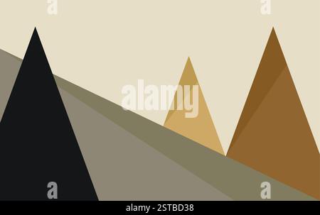 Black White Gold Mountain Minimalist Abstract Background Stock Vector
