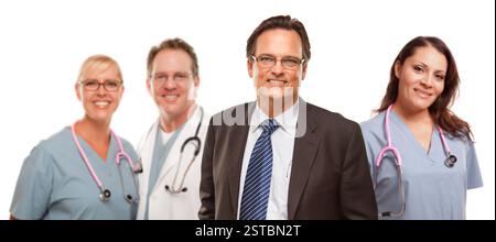 Smiling Businessman with Male and Female Doctors and Nurses Stock Photo