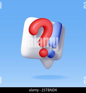 3d question and exclamation marks in speech bubble Stock Vector