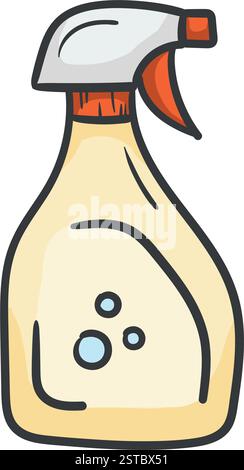 Spray for cleaning the house, washing windows and mirrors. Bright vector illustration for children's book, sticker Stock Vector