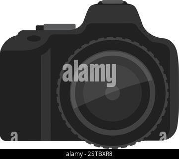Professional digital camera for photography front view, isolated Stock Vector
