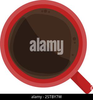 Hot coffee in a red cup, top view, isolated Stock Vector