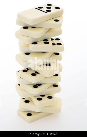 Tower from bones of a dominoes Stock Photo