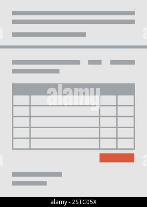 Simple invoice document with data and details table, commerce and accounting concept Stock Vector