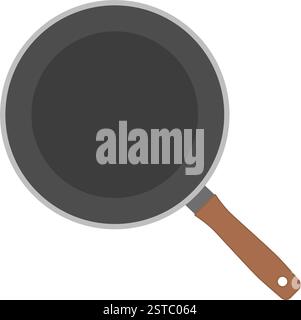 Empty nonstick frying pan isolated, cookware utensils concept Stock Vector