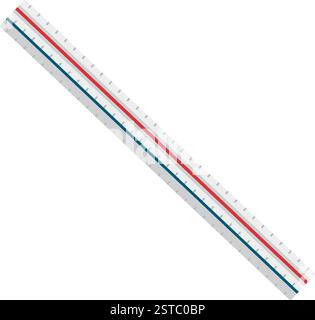 Precision architect scale ruler for architects, designers and engineers, isolated on white background Stock Vector