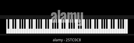 Professional piano keys top view, musical instruments concept Stock Vector