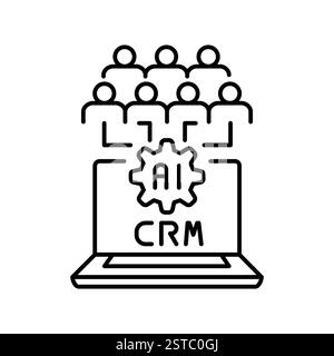 ai-driven crm line icon. Vector isolated element. Editable stroke. Stock Vector