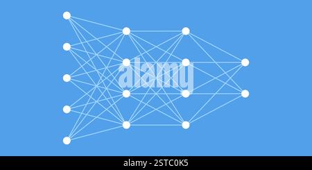 Learning process in a neural network: AI and deep learning concept Stock Vector